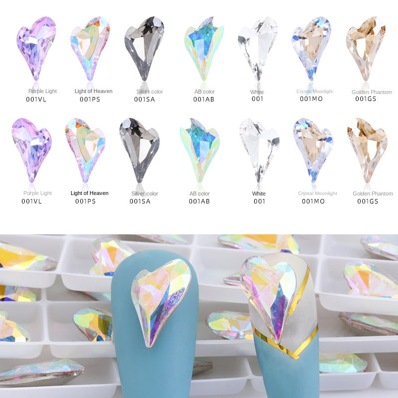 Crystal K9 Sweet Heart Point Back 15mm Ab Heart K9 Crystal Rhinestones For Nail Decorations