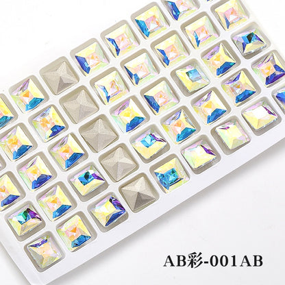 8mm Square Shape Crystal Fashion Explosion K9 High Quality K9 Nail Art Rhinestone Nail Decoration Glass Material