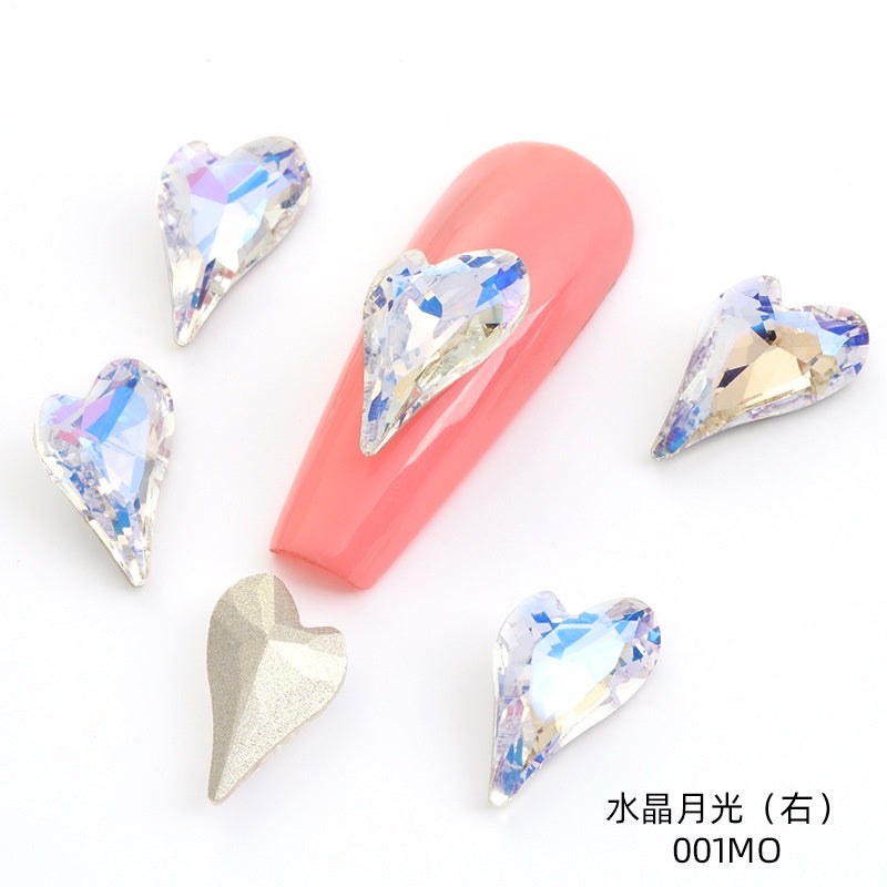 Crystal K9 Sweet Heart Point Back 15mm Ab Heart K9 Crystal Rhinestones For Nail Decorations