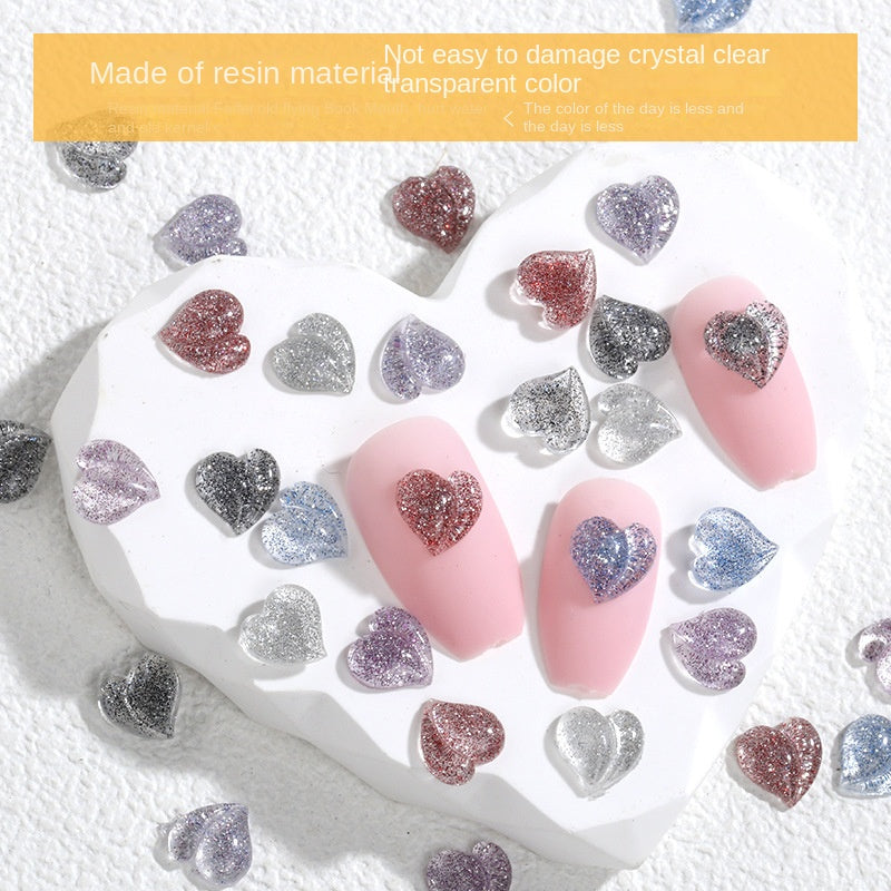 【50pcs】nail rhinestones kawaii Korean wind New Design 8mm 3D Nails Art Charms Resin Parts Camellia Heart Rhinestones For Nail Art Craft