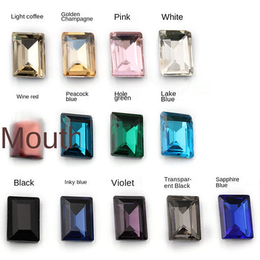 Rectangular Pointed Bottoming Crystal Glass Rhinestone Diy Phone Case Clothes Hat Stick Rhinester Material