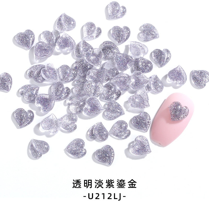 【50pcs】nail rhinestones kawaii Korean wind New Design 8mm 3D Nails Art Charms Resin Parts Camellia Heart Rhinestones For Nail Art Craft