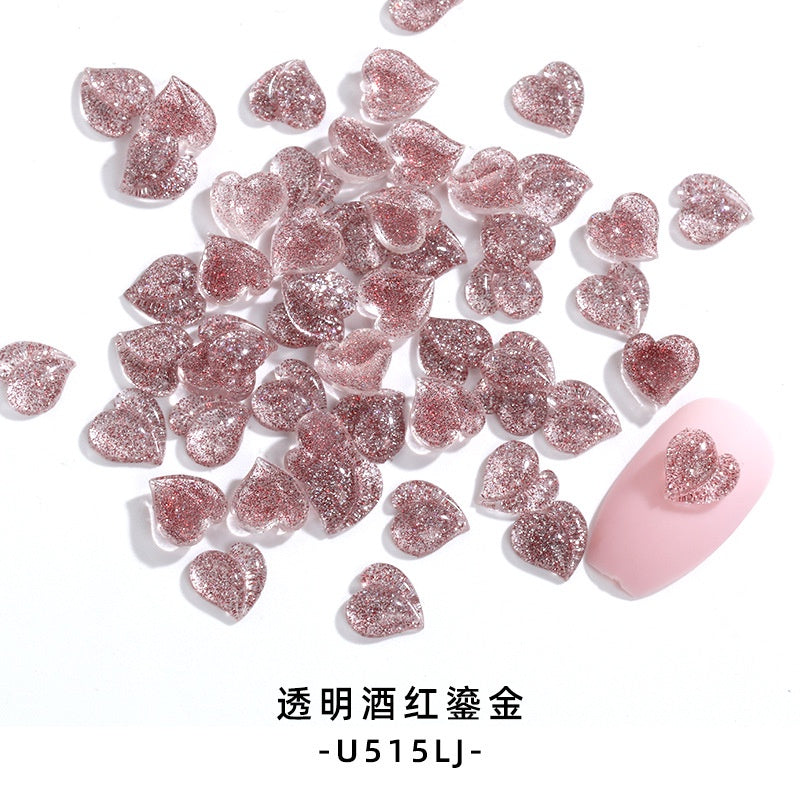 【50pcs】nail rhinestones kawaii Korean wind New Design 8mm 3D Nails Art Charms Resin Parts Camellia Heart Rhinestones For Nail Art Craft