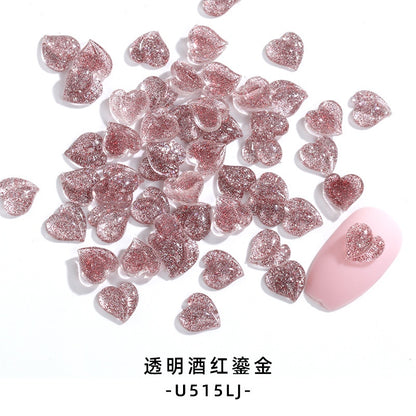 【50pcs】nail rhinestones kawaii Korean wind New Design 8mm 3D Nails Art Charms Resin Parts Camellia Heart Rhinestones For Nail Art Craft