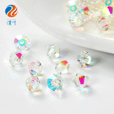 10PCS Loose Rhinestones Rhombus High-Grade Crystal Through Hole Point Beads