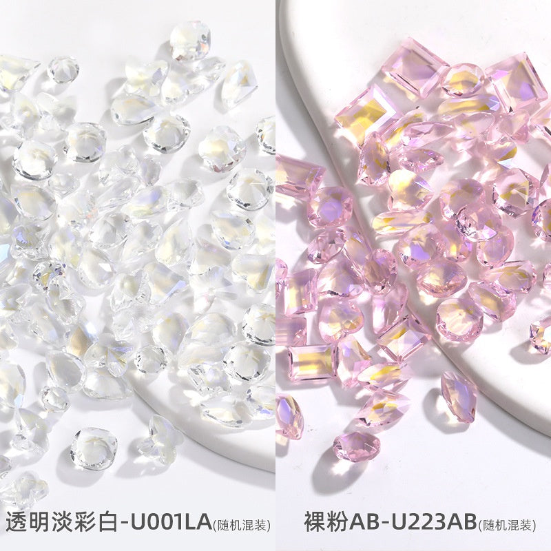 【ready stock】nail rhinestones hand accessories Korean wind Transparent Mixed Shapes Nails Art Decoration Professional Rhinestones Nail Art Rhinestones Mix