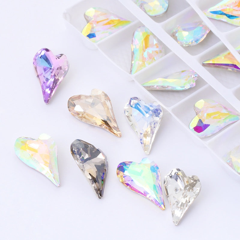 Crystal K9 Sweet Heart Point Back 15mm Ab Heart K9 Crystal Rhinestones For Nail Decorations