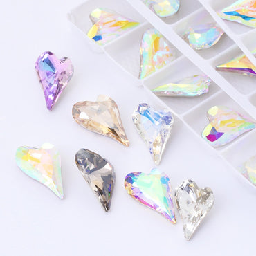 Crystal K9 Sweet Heart Point Back 15mm Ab Heart K9 Crystal Rhinestones For Nail Decorations