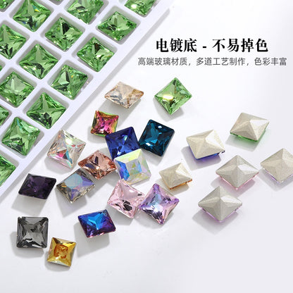 8mm Square Shape Crystal Fashion Explosion K9 High Quality K9 Nail Art Rhinestone Nail Decoration Glass Material