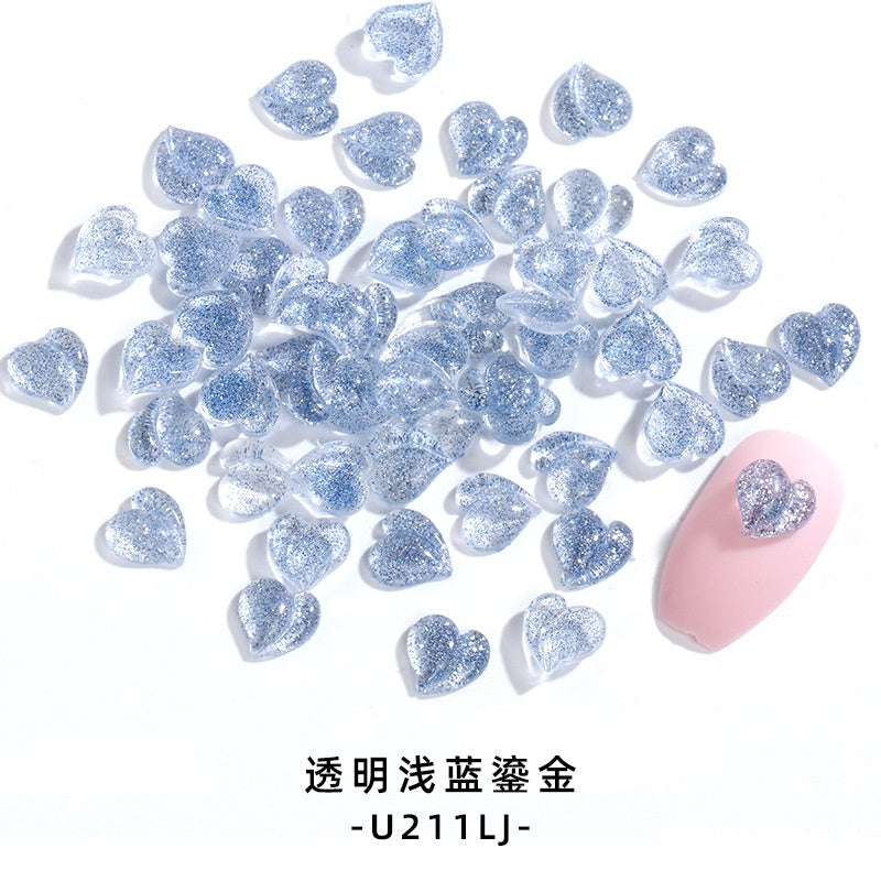 【50pcs】nail rhinestones kawaii Korean wind New Design 8mm 3D Nails Art Charms Resin Parts Camellia Heart Rhinestones For Nail Art Craft