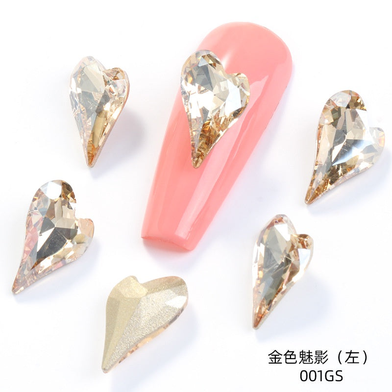 Crystal K9 Sweet Heart Point Back 15mm Ab Heart K9 Crystal Rhinestones For Nail Decorations