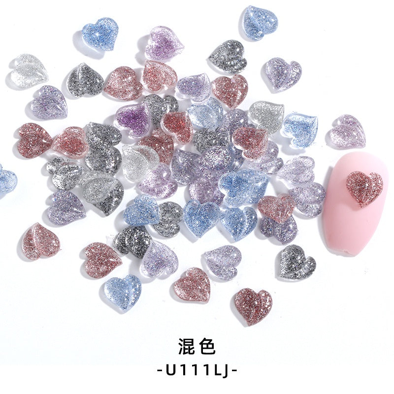 【50pcs】nail rhinestones kawaii Korean wind New Design 8mm 3D Nails Art Charms Resin Parts Camellia Heart Rhinestones For Nail Art Craft