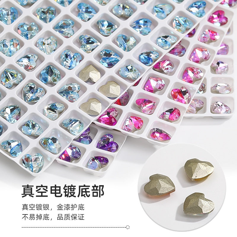 New Designs Laser Series Heart Shape K9 Glass Fancy Rhinestone For DIY Handmade Nail Art Jewelry