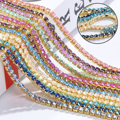 Crystal Mocha Fluoresce Stones Sew On Rhinestones Wth Copper Claw Single Row Cup Chain for Garment