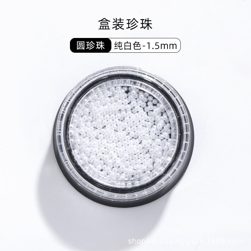 Mixed Pearl Semi-circle Full Round Box Set Pearl Color Pure White Nail Art Jewelry