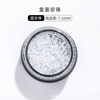 Mixed Pearl Semi-circle Full Round Box Set Pearl Color Pure White Nail Art Jewelry
