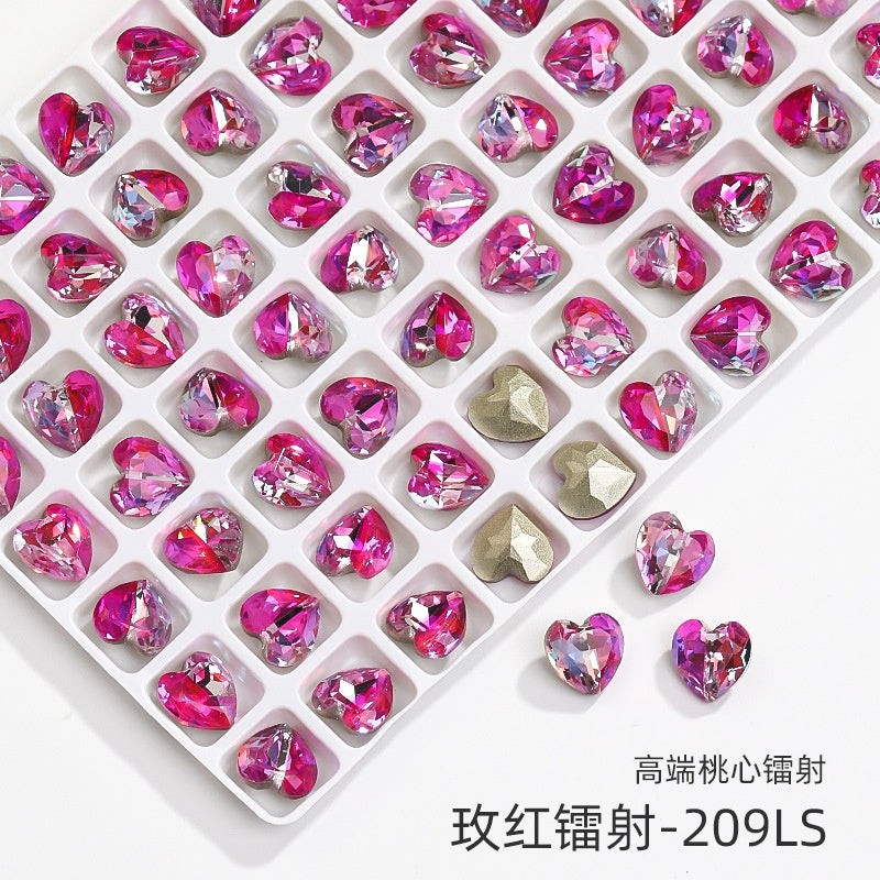 New Designs Laser Series Heart Shape K9 Glass Fancy Rhinestone For DIY Handmade Nail Art Jewelry