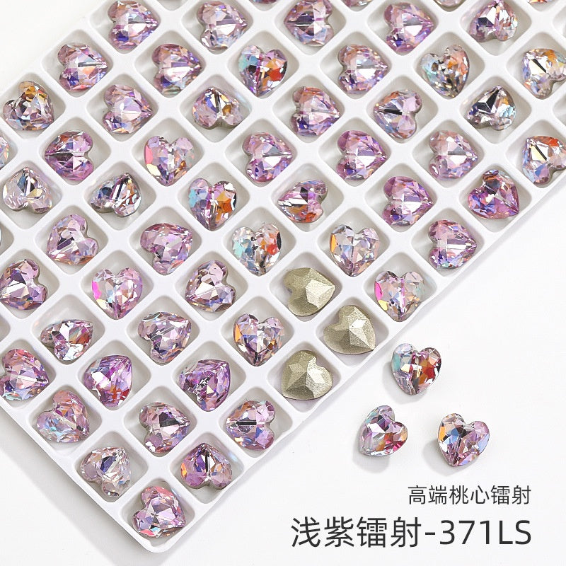 New Designs Laser Series Heart Shape K9 Glass Fancy Rhinestone For DIY Handmade Nail Art Jewelry