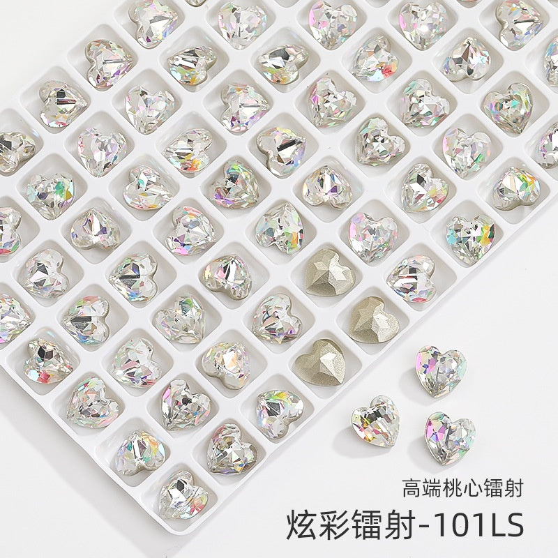 New Designs Laser Series Heart Shape K9 Glass Fancy Rhinestone For DIY Handmade Nail Art Jewelry