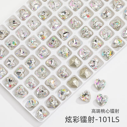 New Designs Laser Series Heart Shape K9 Glass Fancy Rhinestone For DIY Handmade Nail Art Jewelry