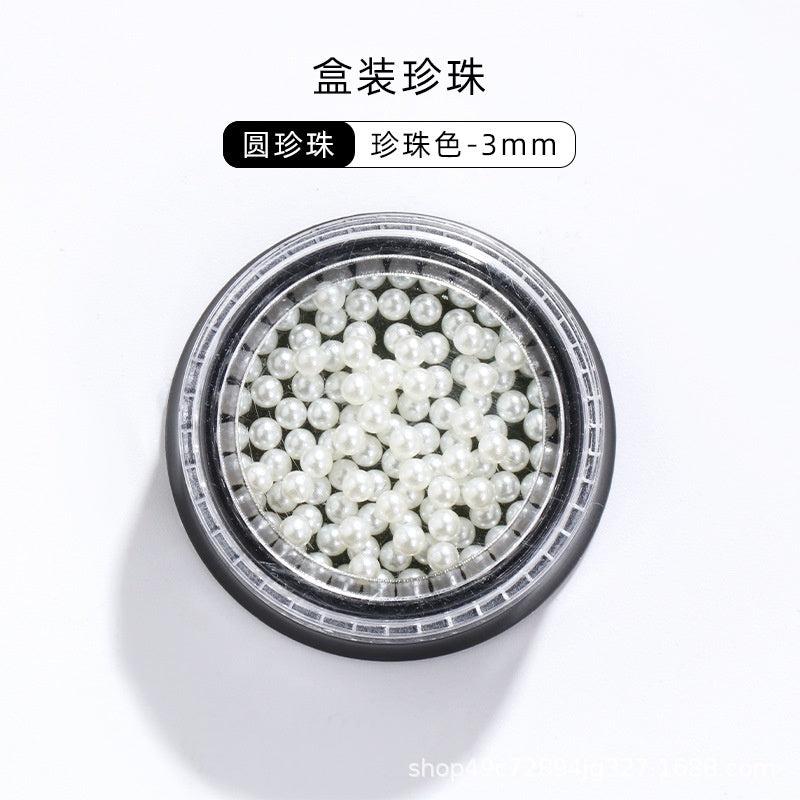 Mixed Pearl Semi-circle Full Round Box Set Pearl Color Pure White Nail Art Jewelry