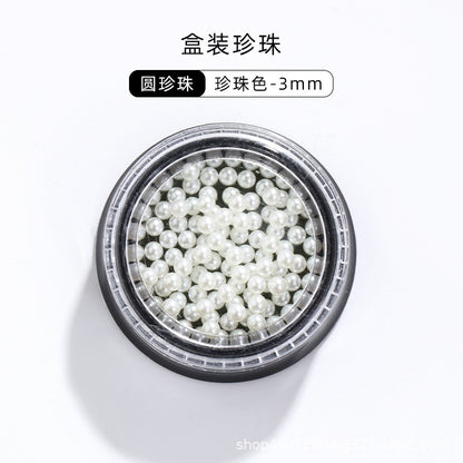 Mixed Pearl Semi-circle Full Round Box Set Pearl Color Pure White Nail Art Jewelry