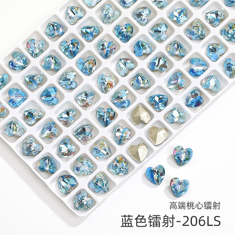 New Designs Laser Series Heart Shape K9 Glass Fancy Rhinestone For DIY Handmade Nail Art Jewelry