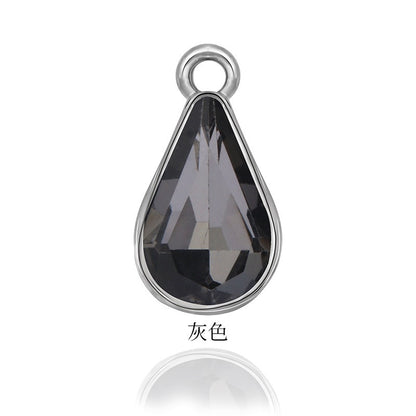 【ready stock】 women accessories  Single Hanging Water Drop Single Hole Pendant Inlaid with Crystal Diamond Diy Ear Jewelry Accessories