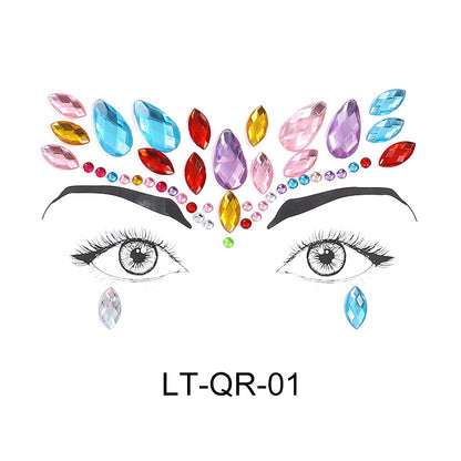 Tattoo Sticker Face Rhinestone Diamond Forehead Stickers Creative Stage Beauty Stickers Face Pasters