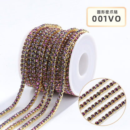 Crystal Mocha Fluoresce Stones Sew On Rhinestones Wth Copper Claw Single Row Cup Chain for Garment