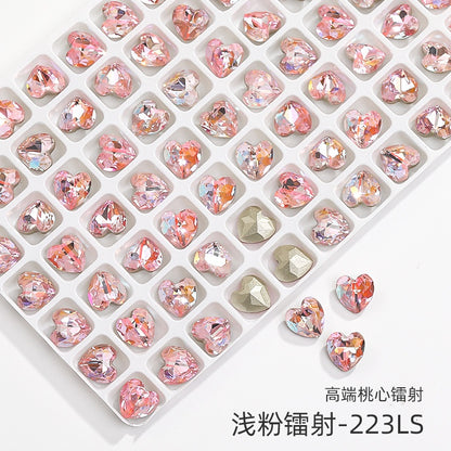 New Designs Laser Series Heart Shape K9 Glass Fancy Rhinestone For DIY Handmade Nail Art Jewelry