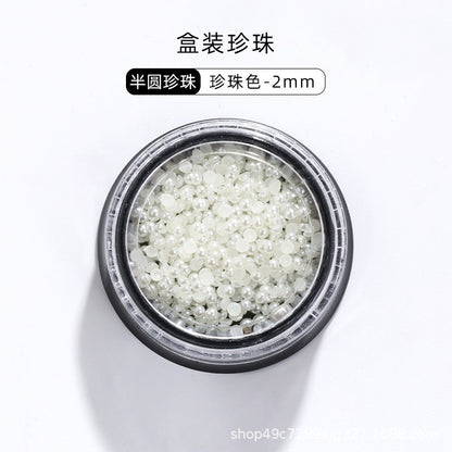 Mixed Pearl Semi-circle Full Round Box Set Pearl Color Pure White Nail Art Jewelry