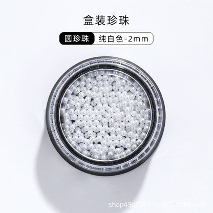 Mixed Pearl Semi-circle Full Round Box Set Pearl Color Pure White Nail Art Jewelry