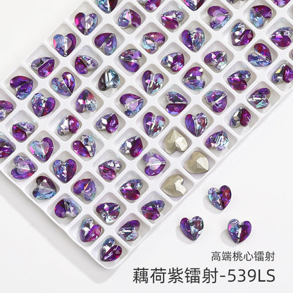 New Designs Laser Series Heart Shape K9 Glass Fancy Rhinestone For DIY Handmade Nail Art Jewelry