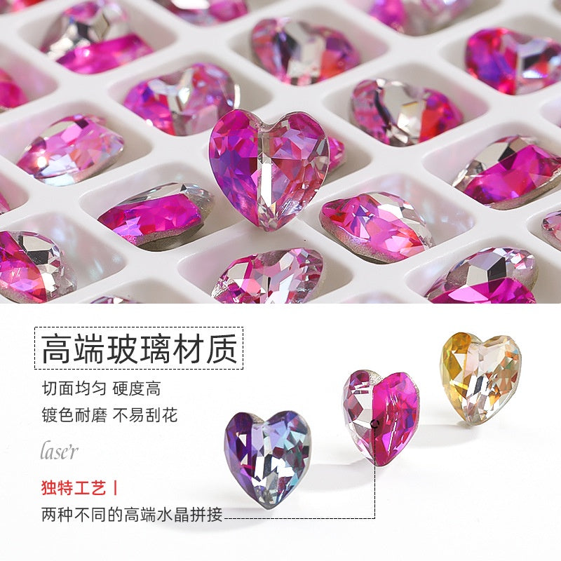 New Designs Laser Series Heart Shape K9 Glass Fancy Rhinestone For DIY Handmade Nail Art Jewelry