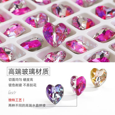 New Designs Laser Series Heart Shape K9 Glass Fancy Rhinestone For DIY Handmade Nail Art Jewelry