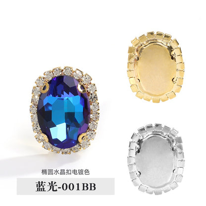 10pcs Oval Crystal Rhinestone Plating Color Buckle Hand Stitched Clothes Accessories Gold Backing Crystal DIY Clothing Suitcase Handmade