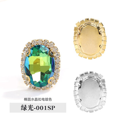 10pcs Oval Crystal Rhinestone Plating Color Buckle Hand Stitched Clothes Accessories Gold Backing Crystal DIY Clothing Suitcase Handmade
