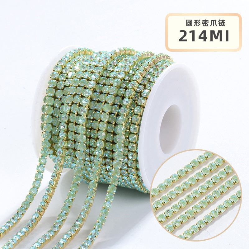 Crystal Mocha Fluoresce Stones Sew On Rhinestones Wth Copper Claw Single Row Cup Chain for Garment