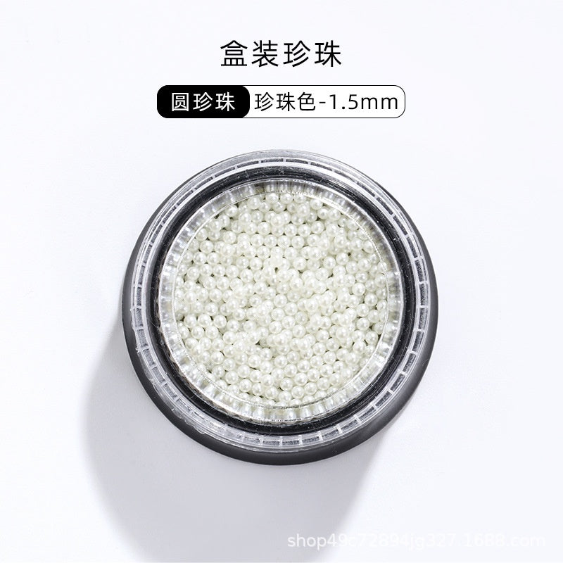 Mixed Pearl Semi-circle Full Round Box Set Pearl Color Pure White Nail Art Jewelry