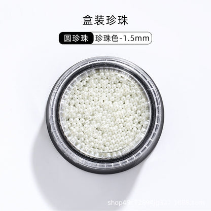 Mixed Pearl Semi-circle Full Round Box Set Pearl Color Pure White Nail Art Jewelry