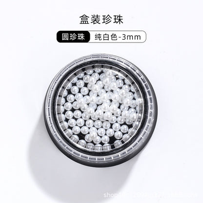 Mixed Pearl Semi-circle Full Round Box Set Pearl Color Pure White Nail Art Jewelry