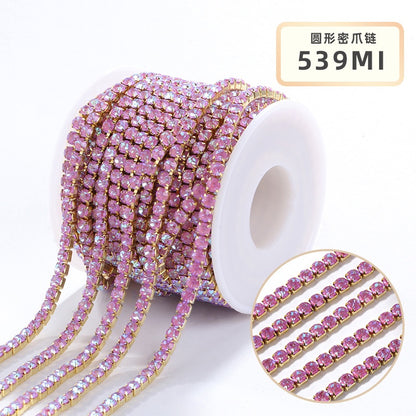 Crystal Mocha Fluoresce Stones Sew On Rhinestones Wth Copper Claw Single Row Cup Chain for Garment