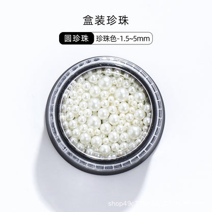 Mixed Pearl Semi-circle Full Round Box Set Pearl Color Pure White Nail Art Jewelry