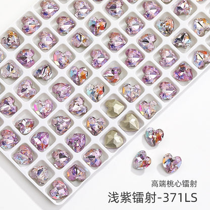 New Designs Laser Series Heart Shape K9 Glass Fancy Rhinestone For DIY Handmade Nail Art Jewelry