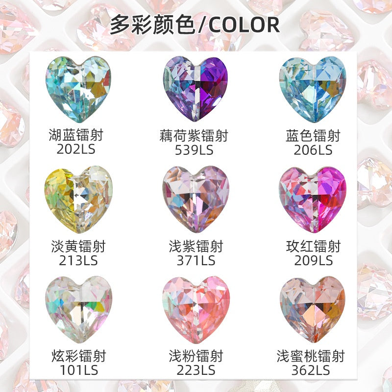 New Designs Laser Series Heart Shape K9 Glass Fancy Rhinestone For DIY Handmade Nail Art Jewelry