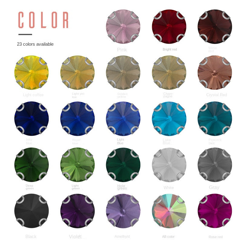 10mm/12mm Satellite Claw Rhinestone Glass Hand Stitched Rhinestone Crystal Material Clothing Accessories Embellished Trinket Accessories Diy Handmade