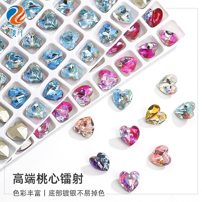 New Designs Laser Series Heart Shape K9 Glass Fancy Rhinestone For DIY Handmade Nail Art Jewelry