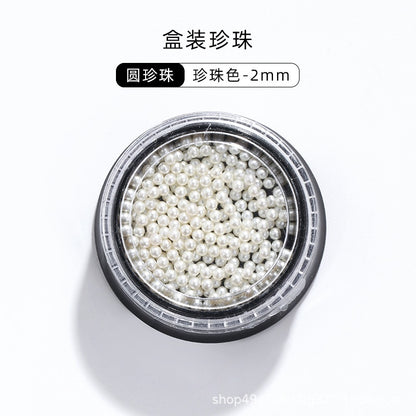Mixed Pearl Semi-circle Full Round Box Set Pearl Color Pure White Nail Art Jewelry