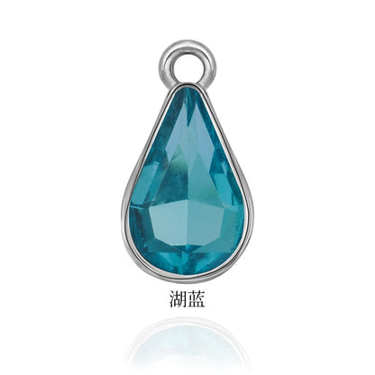 【ready stock】 women accessories  Single Hanging Water Drop Single Hole Pendant Inlaid with Crystal Diamond Diy Ear Jewelry Accessories